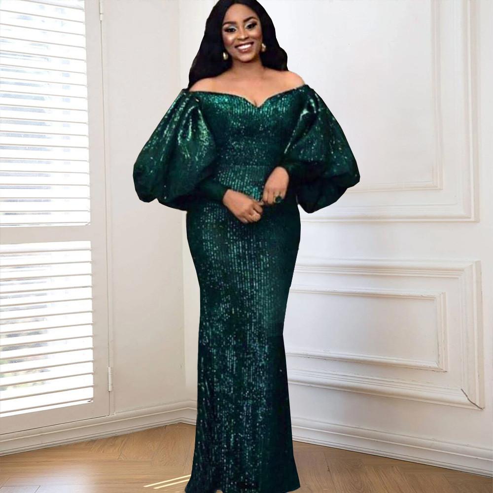 

Модные женские туфли элегантные с открытыми плечами и длинными рукавами блестки невесты подружки невесты свадебные макси длинное платье вечерние платья