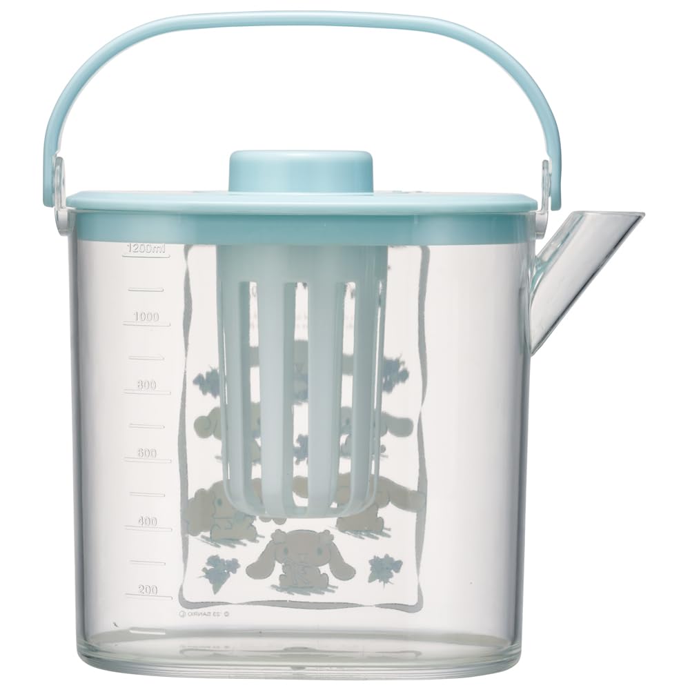 Skater Cold Tea Pot with Can Hold Boiling Cinnamoroll Flower Sanrio Design CM10-A Strainer, 1.2L Capacity, Heat-Resistant, Water, Wreath,