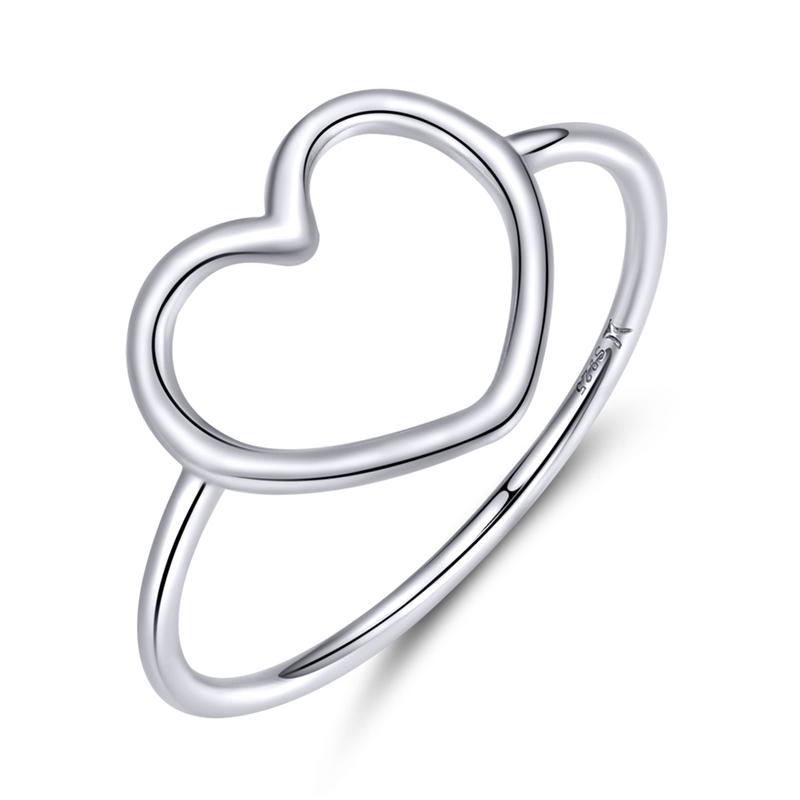 WOSTU Europäische 925er Sterling Silber Einfache Ringe Für Frauen Hochzeit Verlobung Herzringe Mit Zirkonia Originaler Damenschmuck 10 white