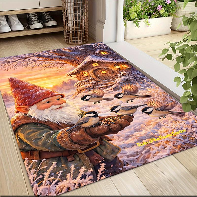 1Pc Christmas Gnome Celebration Carpet Rug Soft Washable Antislip Home Living Room Sofa Mats Personalized Christmas Rug