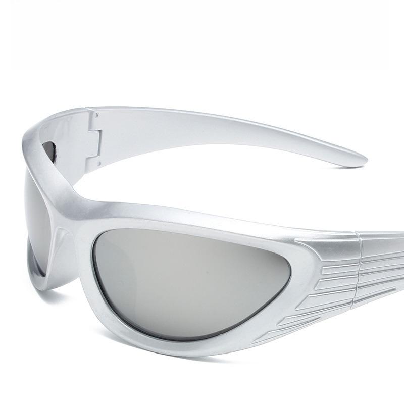 

Retro Y2K Women s Sunglasses SportsPunk Sunglasses Unique Oval Sun Glasses Men Goggle Shades Mirror Colorful Y2K Eyewear
