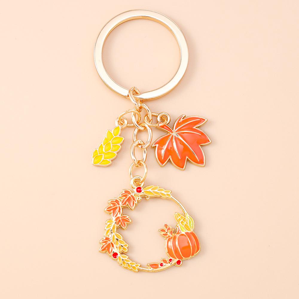 Fashion Autumn Maple Leaf Keychain Women Girls Corn Pumpkin Key Ring Pendants for Handbag Decor DIY Key Chain Jewelry Gifts