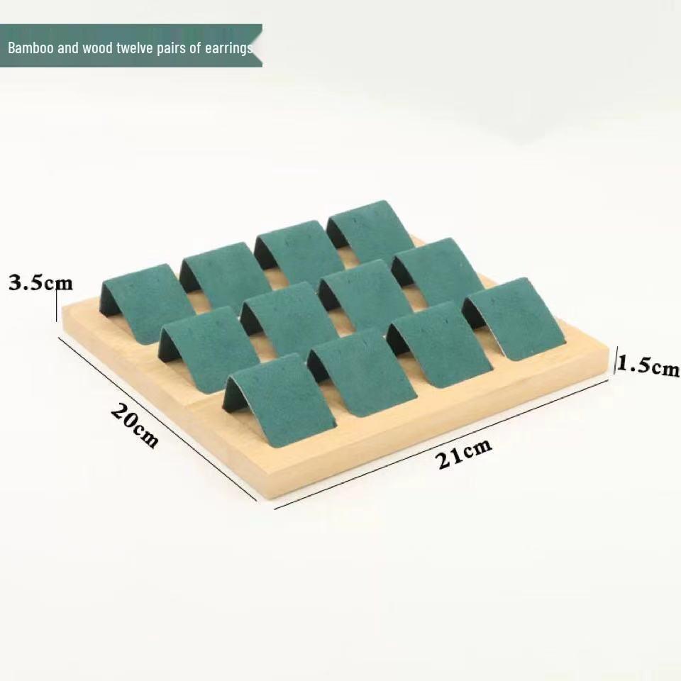 Bamboo 12-Position Movable Earring Display Tray