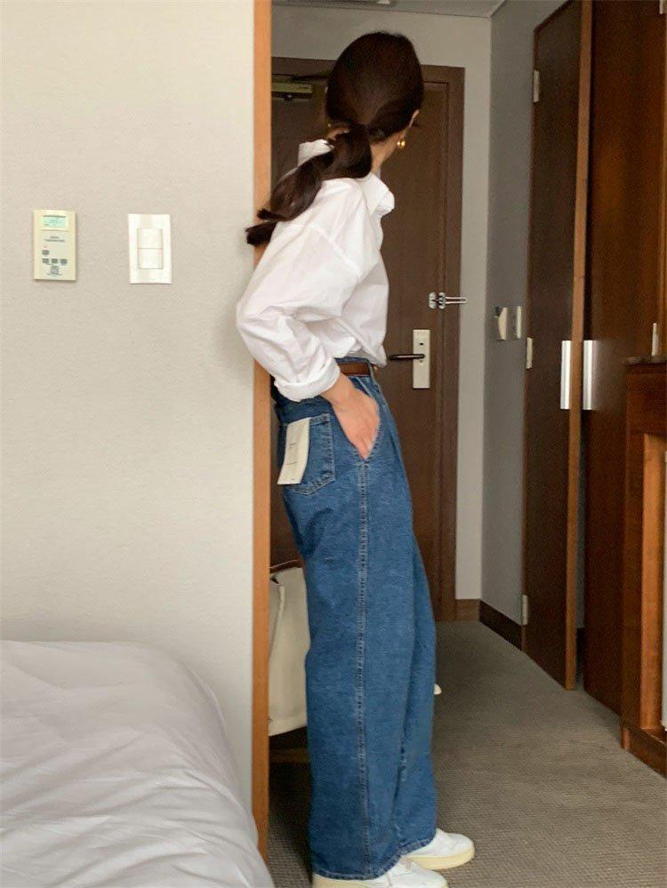 Women's Versatile Japanese Style White Long Sleeve Shirt