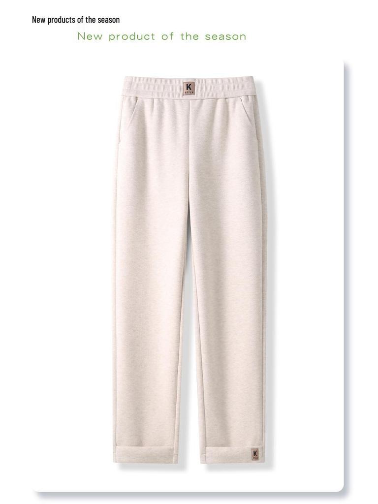 Damen 2024 Grau Wolle Sycamore High-Waist Neun-Punkt Straight-Leg Haremshose