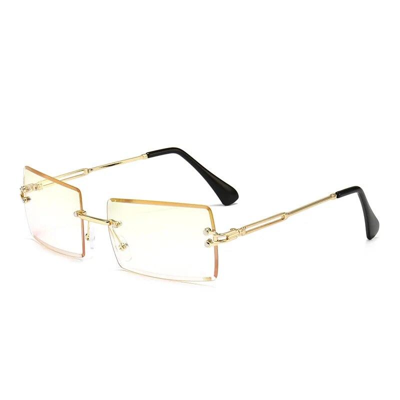 Vintage Fashion New Sunglasses Rimless Frameless Rectangle Shades Gradient UV400 Square Traveling Sun Glasses for Women