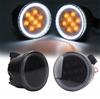 Pair LED Amber Grill Turn Signal Light for Jeep Wrangler JK 07-18 Halo Ring Angel Eye DRL Smoke Lens
