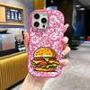 Phone Case: 2D flat design suitable for iPhone 18 17 16 15 14 13 Pro protective case, couple style, cartoon burger, Christmas and Halloween gift