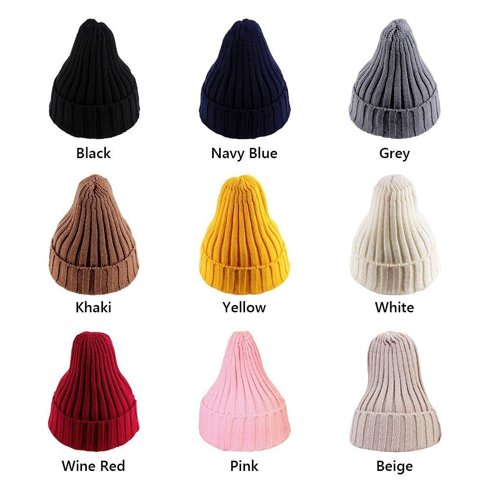 Fashion Warm Beanie Soft Solid Color Knitted Hat Knitted Hip Hop Cap Autumn Winter