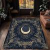 Crescent Moon Celestial Night Sky Rug Mystical Art Carpet Elegant Blue Living Room Decor Non-Slip Washable Floor Mat