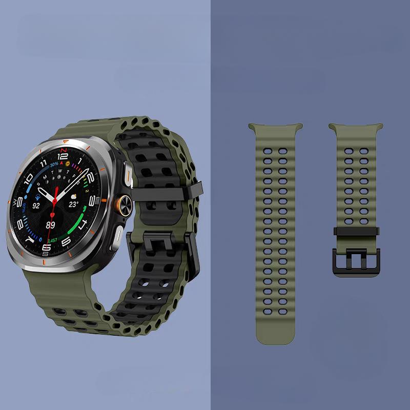 Marine Band For Samsung Galaxy Watch ultra Strap 47mm Accessories Two color Sport silicone Bracelet Galaxy Watch 7 ultra Straps