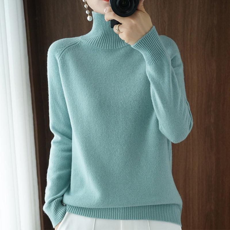 Nový jarní podzimní dámský svetr rolák štíhlý jednobarevný vysoce kvalitní hřejivý komfort visící pletený svetr