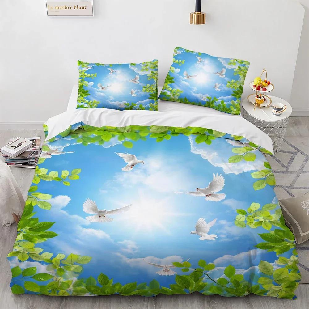 Comforter Cloud Sky Queen Size Set Blue Skyswhite Cloudsrainbow Bedding Soft Microfiber Comforter Bedding Sets