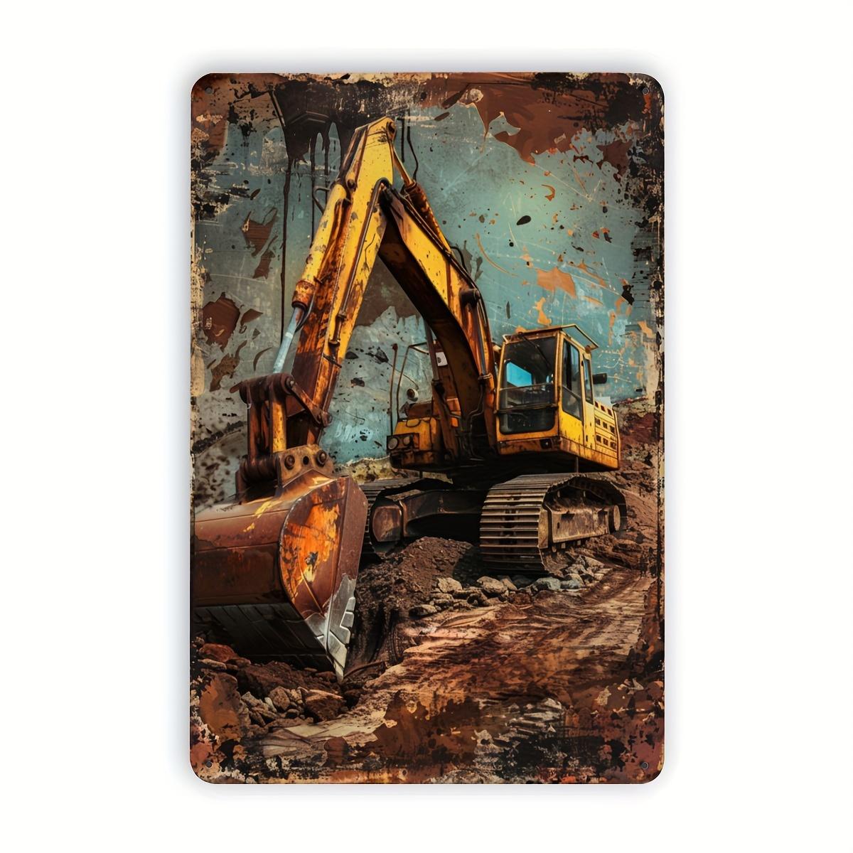

Vintage Metal Tin Sign Excavator Rustic Wall Art Garage Bar Decor 20x30cm світло-рожевий колір