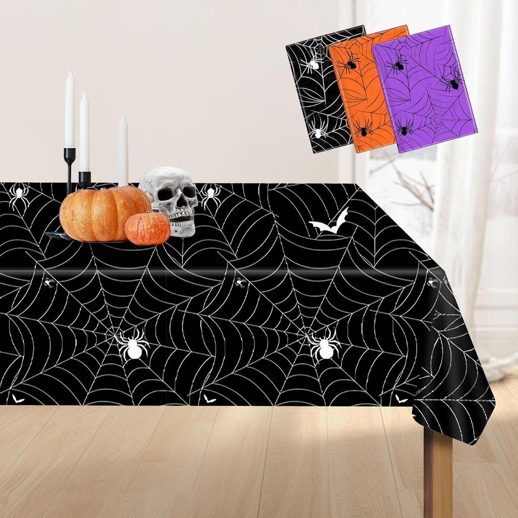 Thanksgiving Tablecloth Plastic Disposable - Fall Rectangular Paper Tables Cloth Cover for Rectangle Oblong Long Table Pumpkin Maple Leaf Decor