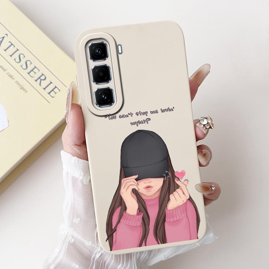 For Infinix Hot 50 Pro+ Hot50 Pro Hot 50 Pro Plus 4G Phone Case Soft Silicone Back Cover Love Heart Girly Flower Painting Fundas