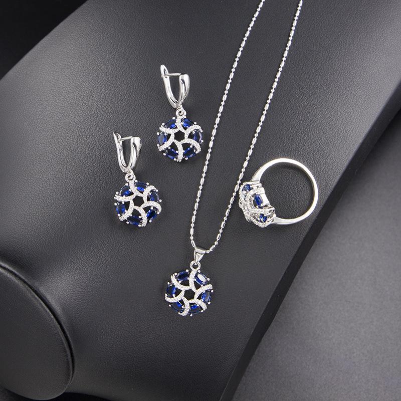 Inlaid Zircon Design Jewelry Set Women'S Three-Piece Fashion High-End Jewelry Set Women