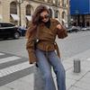 Neuer Vintage Wildleder Kunstleder Revers Gürtel Blazer Mantel, Elegante Pendler Freizeitjacke Für Damen, Herbst Tägliches Outfit Großhandel