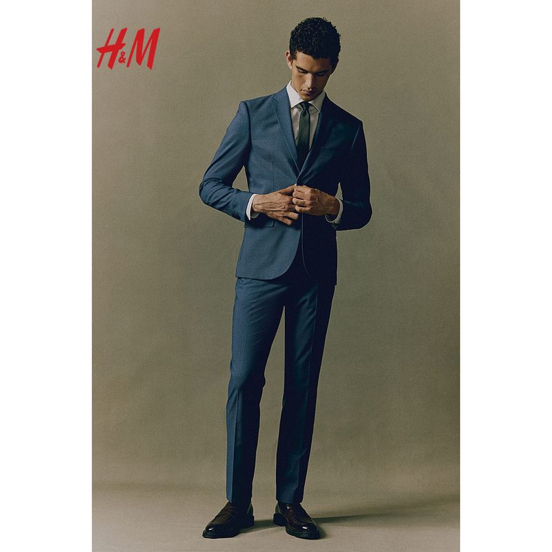 

Мужской костюм HM Летний Деловой Джентльмен Слим Однобортный Разрез сзади Костюм 0713986 Dark blue 170/88