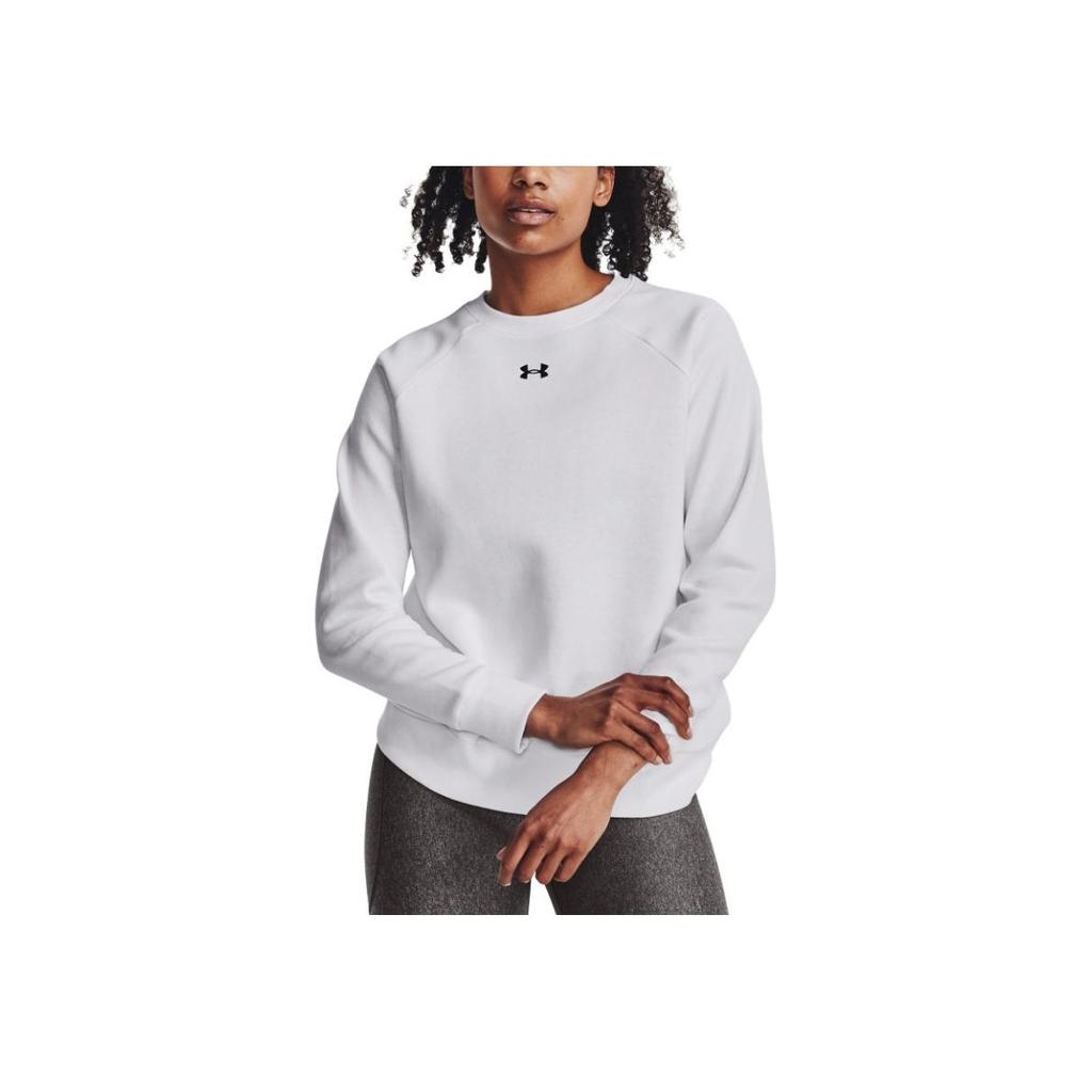 Under Armour Loose Fit Crew Neck Letter Print Long Sleeve Sweatshirt Women Sweatshirt White 1379508-100