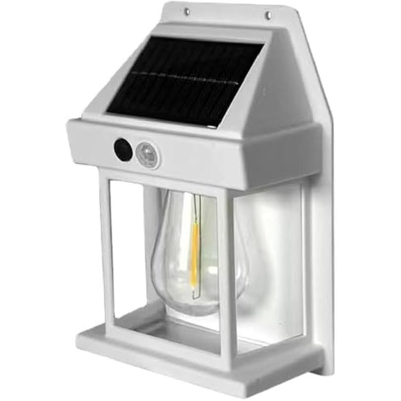 2 PCS Solar Wall Lights, Outdoor Dusk To Dawn Motion Sensor, 3 Lighting Modes, Waterproof, Modern White Plastic Solar Security Wall Lanterns for