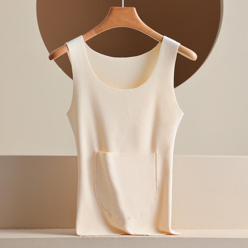 Dámská bezešvá hřejivá vesta z německého sametu s dvojitými kapsami - Zesílená pro podzim a zimu.