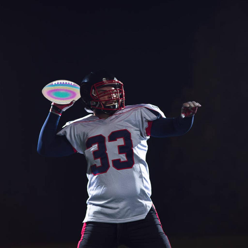 Holographic Reflective Football Glowing Luminous Rugby Indoor Outdoor Leather Football Gifts for
