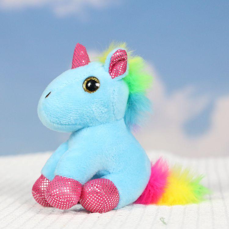 

Милая мультяшная плюшевая игрушка-единорог с мягким коротким мехом для аксессуаров, для детей синий