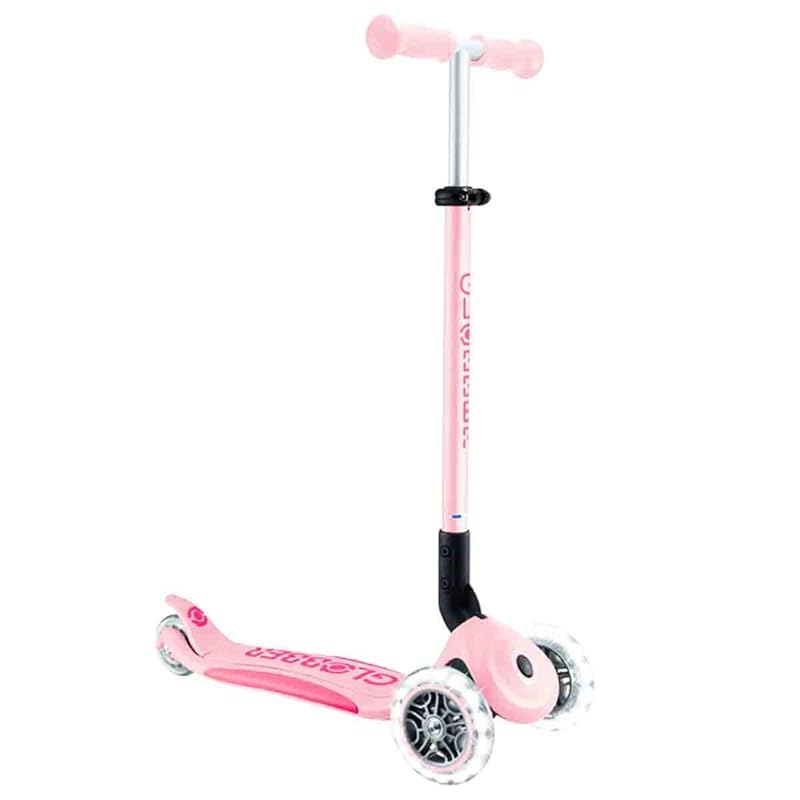 

GLOBBER Primo/Foldable/Plus-Light Kick Scooter, Pastel Pink x Fuchsia, 3-Wheel, 4-Height Adjustment, LED Tires, Folds, No Tools Required, WLGB4397102