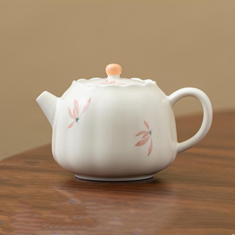 Chinese Traditional Ceramic Teapots Handmade Orchid Flowers Tea Pot Household Travel Portable Tea Set Beauty Tea Infuser Kettle