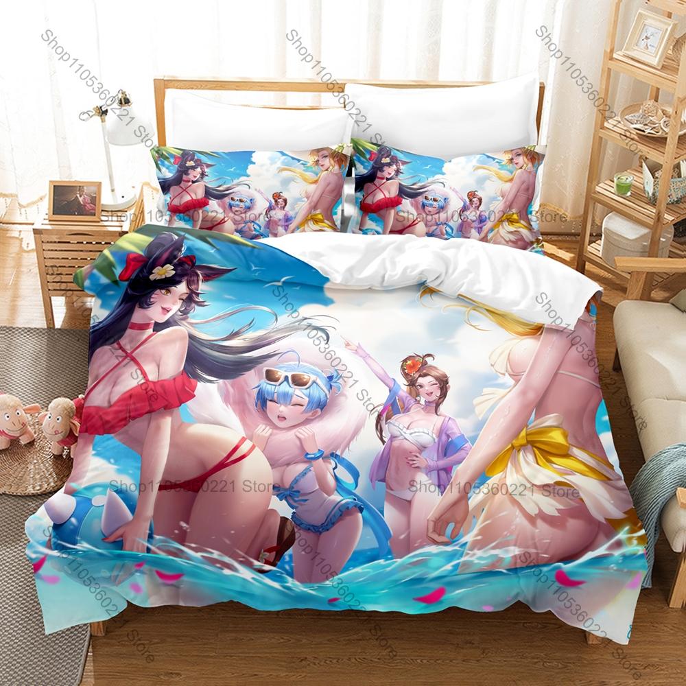 Overwatch Duvet Cover + 2 Pillowcases, Popular Game Print Bedding Set Soft Fabric for Gamers Bedroom Decor & Gift