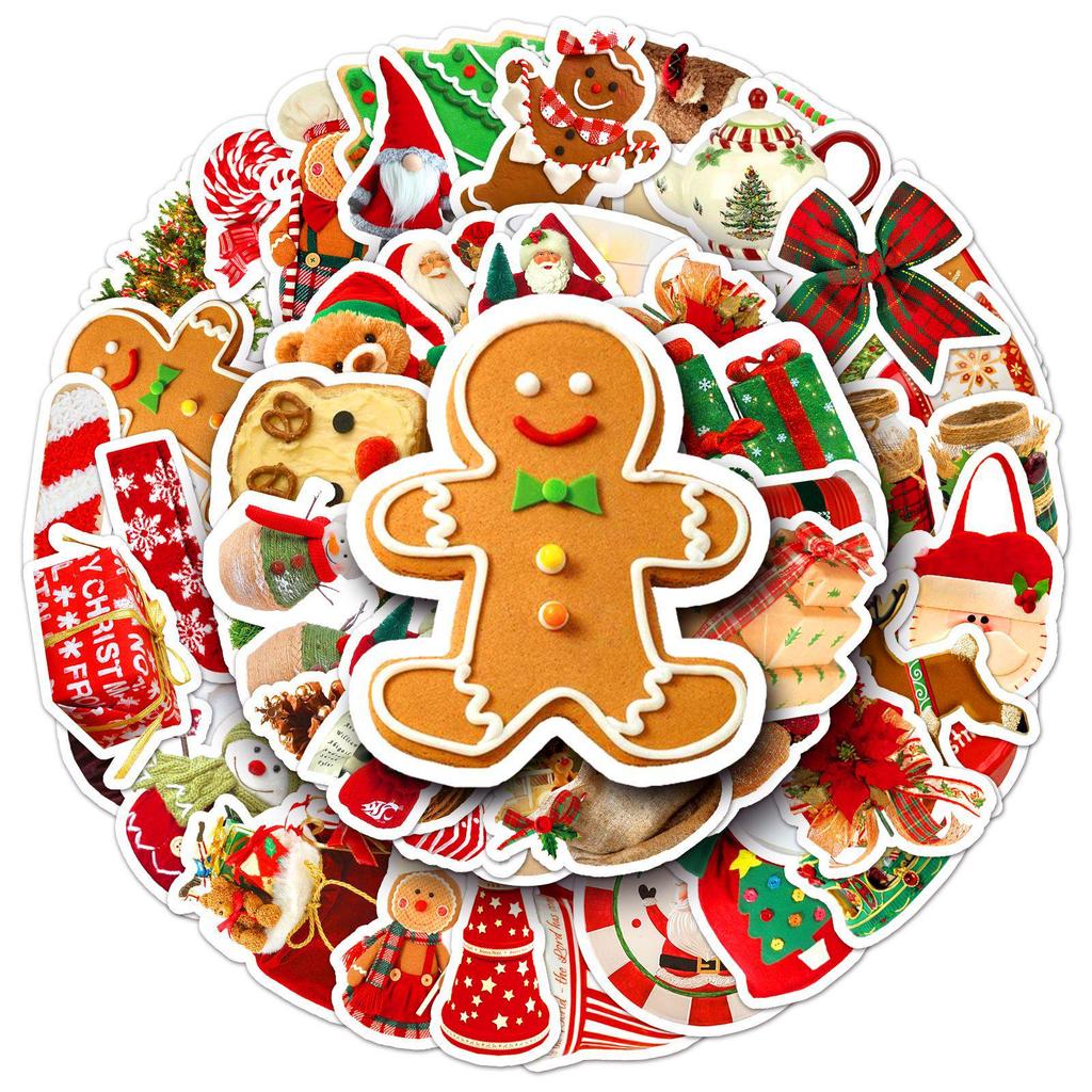 50 Christmas-Style Fresh Festival Stickers for Water Cups & Phone Cases