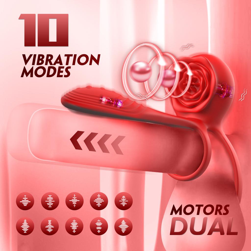 APP Controlled Vibrating Double Ring 9 Vibration Patterns Clitoral G-spot Stimulator Adult Toy for Couples