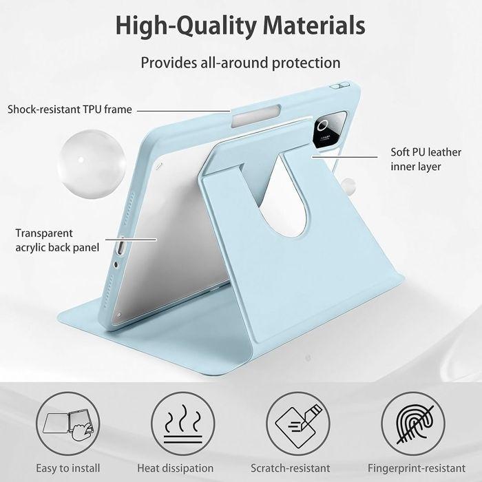 Coque + Verre Trempé pour Xiaomi Pad 8 /8 Pro/7/7 Pro/9, Antichoc Rotatif avec Porte-Stylet Bleu