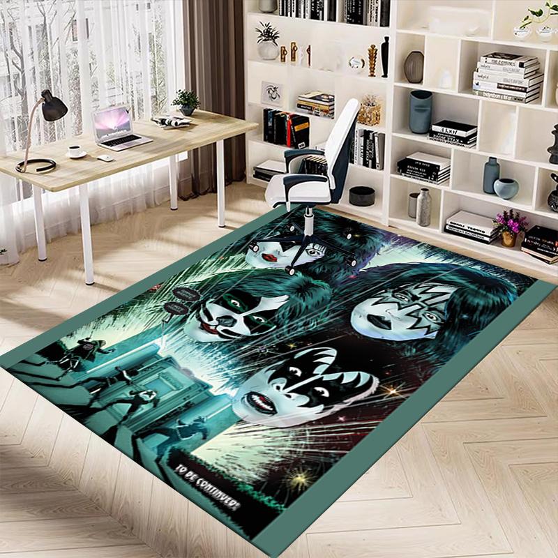 Kiss Band Concert Carpet For Playroom Bedroom Living Room Sofa Home Decorkids Game Area Rug Nonslip Floor Mat