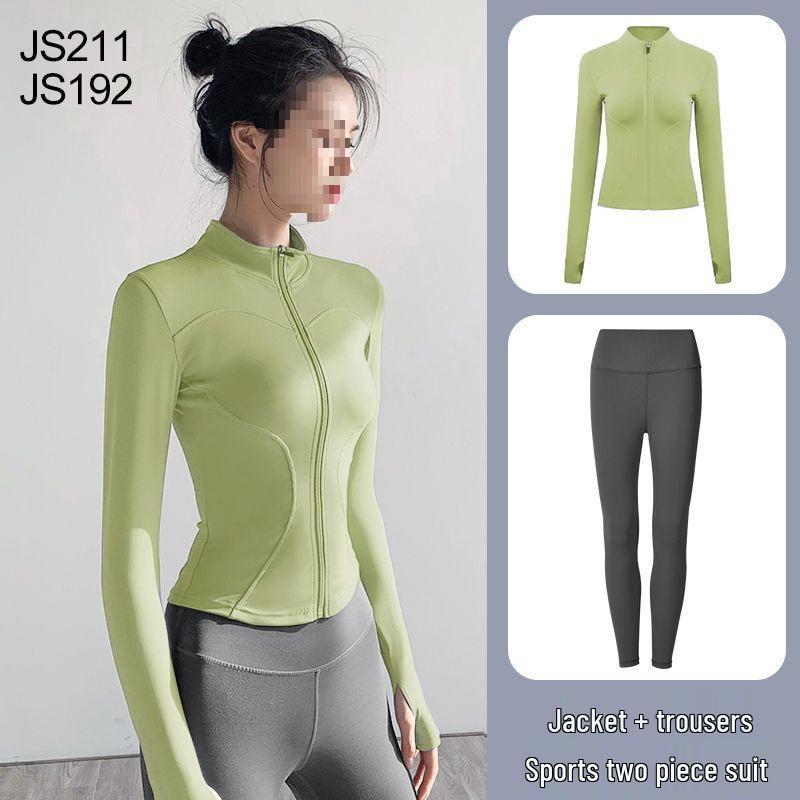 Women's Quick-Dry Yoga Suit: Stand Collar Jacket & Long Sleeve Top for Running & Pilates