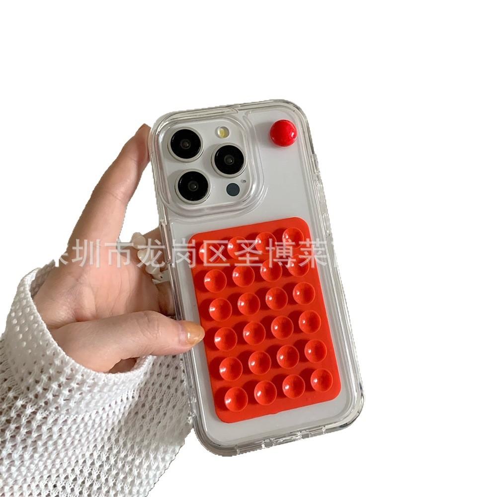 Simple and creative three-dimensional suction cup is suitable for iphone17promax Apple 15 mobile phone case niche new transparent