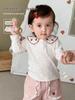 Girls' Korean Style Peter Pan Collar Strawberry T-Shirt - 2025 Autumn Cute Fashion