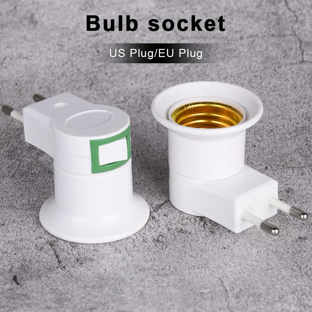 E27 Light Bulbs Socket Outlet Converter with Switch EU US Plug Adapter Standard Screw-in Base Holder ON/OFF Lamp Accessory