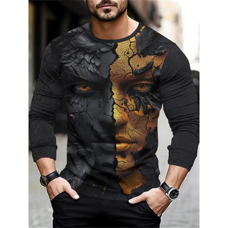 

Мужская повседневная рубашка с длинным рукавом, с абстрактным 3D-принтом, модная, для весны-осени 4XL