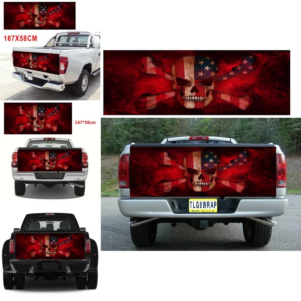 Hochwertiger Totenkopf-Druck Heckgrafik Aufkleber für Auto LKW SUV Van Dekoration