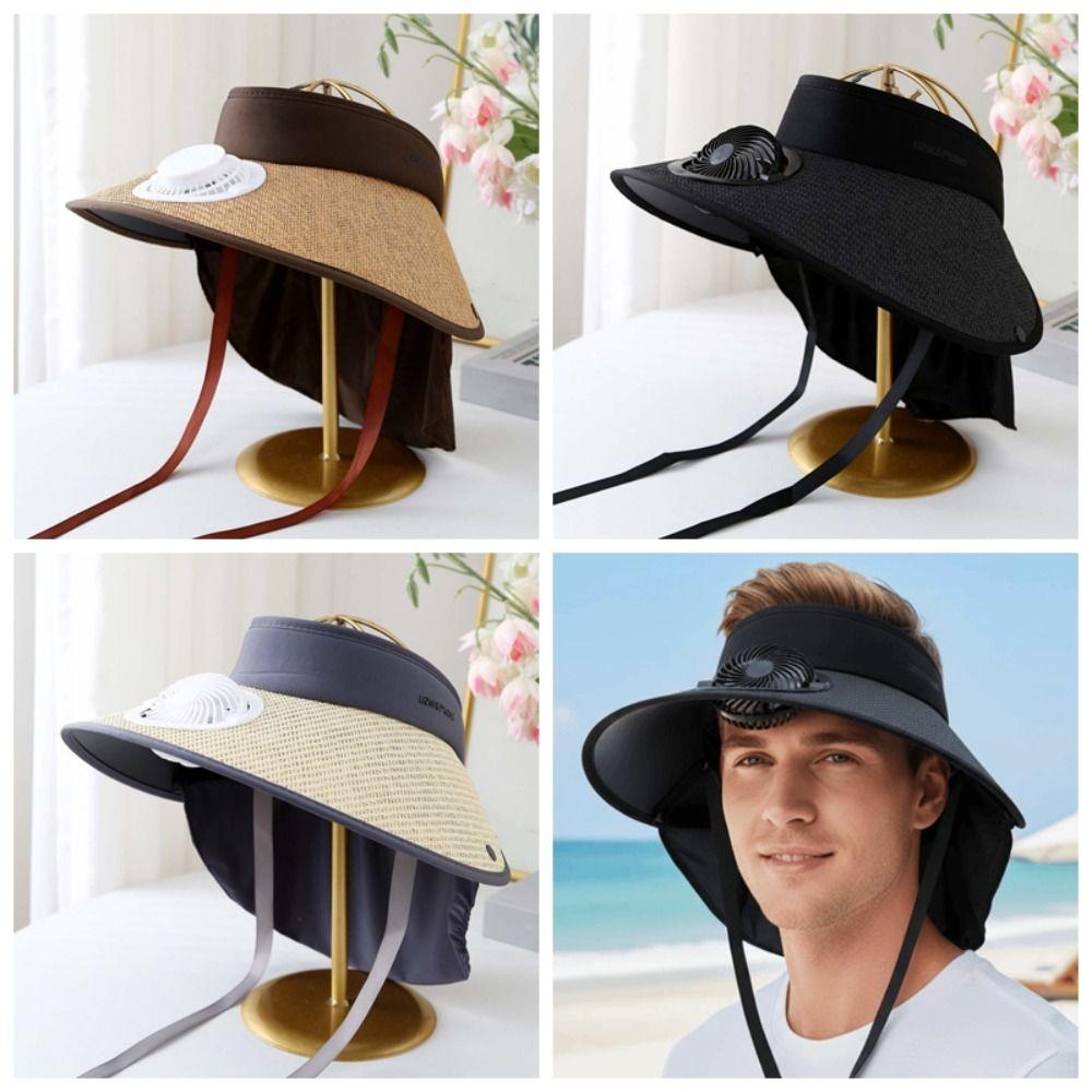 Long-lasting Rechargeable Fan Hat Portable Wide Brim Fan Hat Fishing Sun Shading Cap  Travel