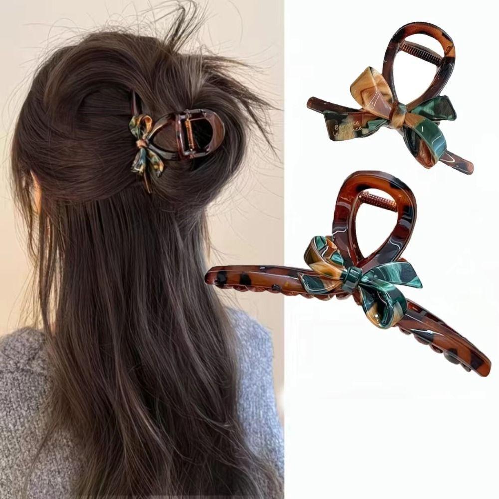 Elegant Acrylic Hair Claw Amber Hair Accessories Shark Hair Clip Enamel Painting Headwear Office