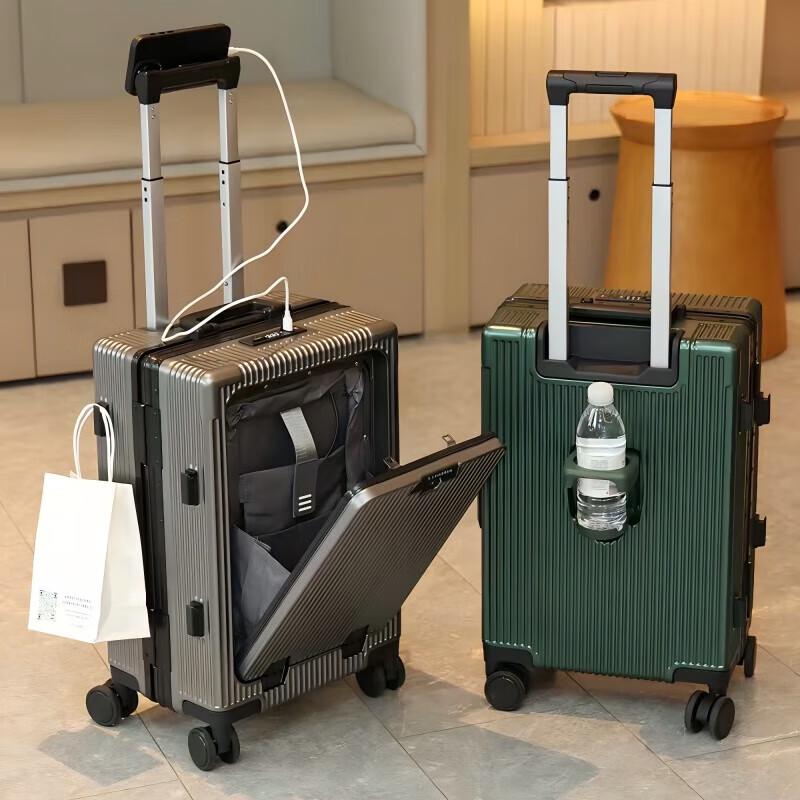 TJ Harren Aluminum Frame Front-Opening Carry-On Suitcase