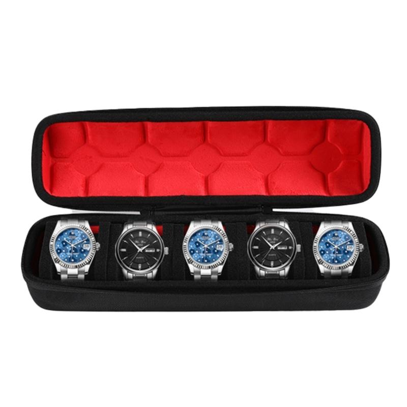 Custodie Portatili a 5 Scomparti per Orologi Custodia da Viaggio Impermeabile con Fodera Morbida per Smartwatch Scatola per Orologio da Polso