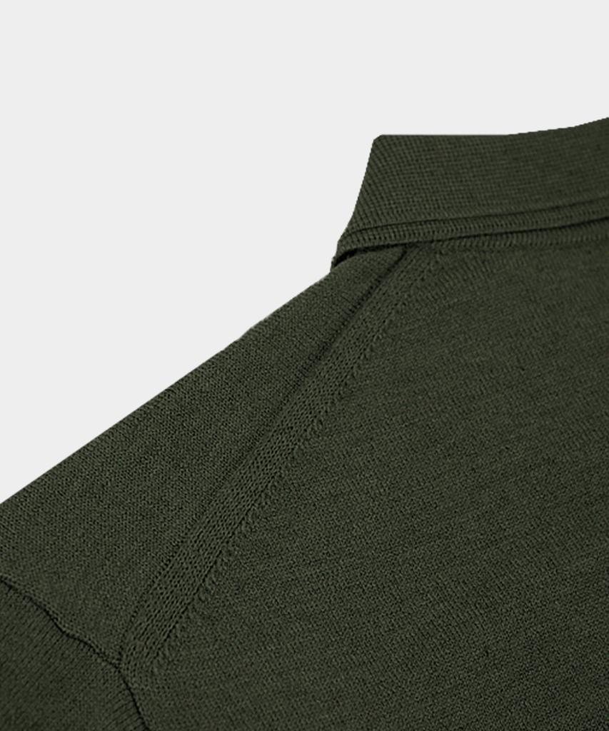 BIRBANTE Soft Washable Line Collar Knit - Khaki