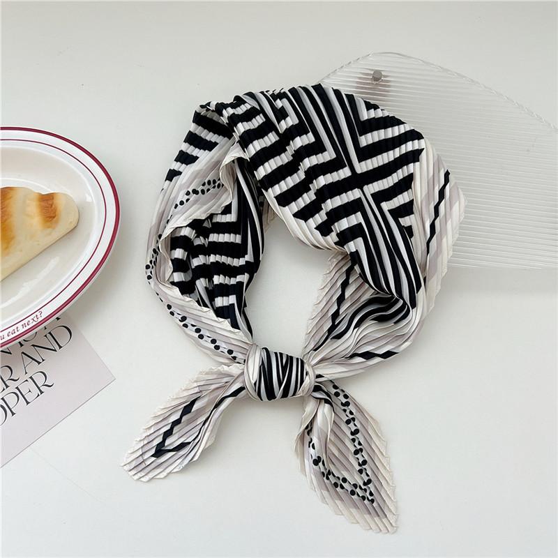 70cm Crumpled Scarf Kerchief Print Square Scarves Women DIY Hair Band Ribbon Headscarf Bandanas Headband Neck Wraps Neckerchief