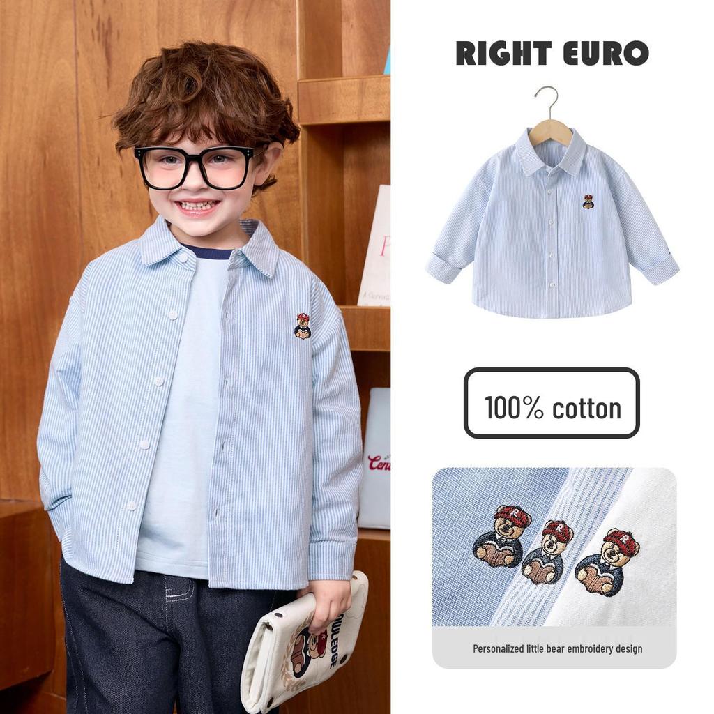 Trendy European Boys' Long Sleeve Casual Shirt - Spring/Autumn Kids' Clothing