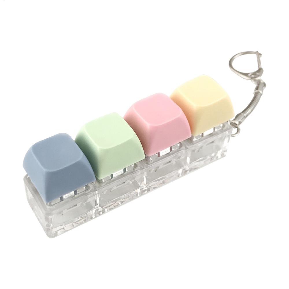 4 Keys Keyboard Fidget Keychain Clicky Mechanical Stress Relief Toy With Sound Portable Sensory Calming Keyring For Adults Teens