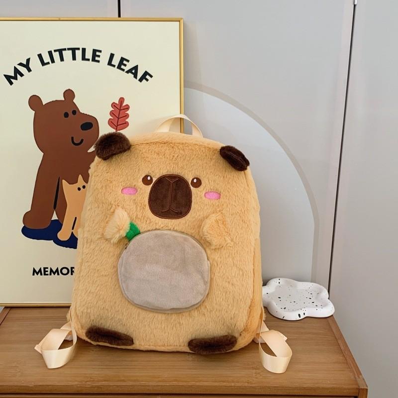 Stuffed Capybara Animal Schoolbags Backpack Spacious Storage Bag Gifts Kids
